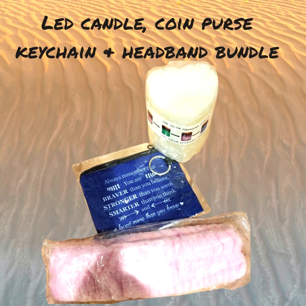 LED Rose Candle, Headband & Keychain Bundle Set
